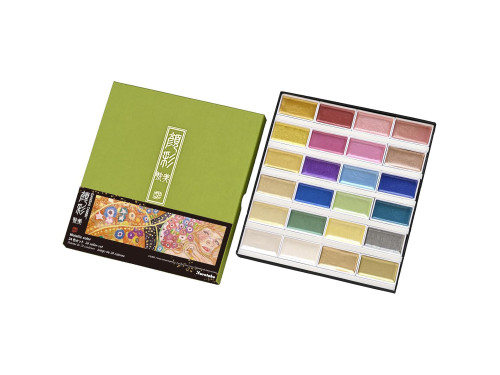 Set of watercolor Gansai Tambi Metallic paints - Kuretake - 24 pcs.