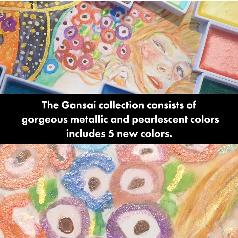 Set of watercolor Gansai Tambi Metallic II Limited Edition paints - Kuretake - 24 pcs.