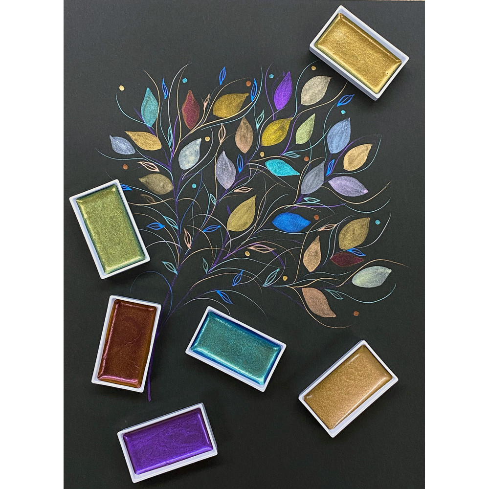 Set of watercolor Gansai Tambi Metallic II Limited Edition paints - Kuretake - 24 pcs.