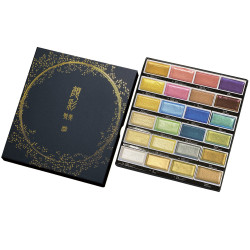 Set of watercolor Gansai Tambi Metallic II Limited Edition paints - Kuretake - 24 pcs.