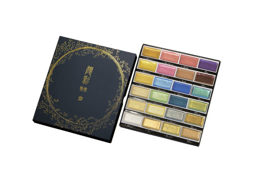 Set of watercolor Gansai Tambi Metallic II Limited Edition paints - Kuretake - 24 pcs.