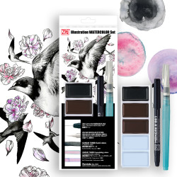 Illustration watercolor set Gansai Tambi Inktober 2025 - Kuretake - 7 pcs.