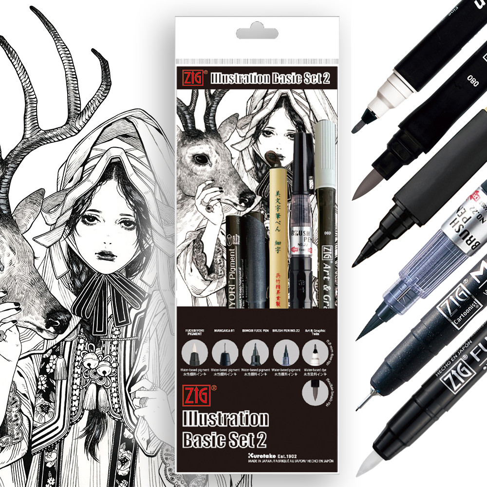 Illustration Basic Set 2 Inktober 2025 - Kuretake - 5 pcs.