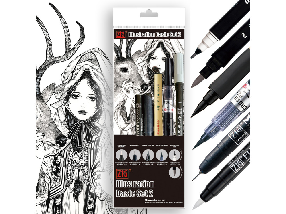 Zestaw do ilustracji Illustration Basic Set 2 Inktober 2025 - Kuretake - 5 szt.