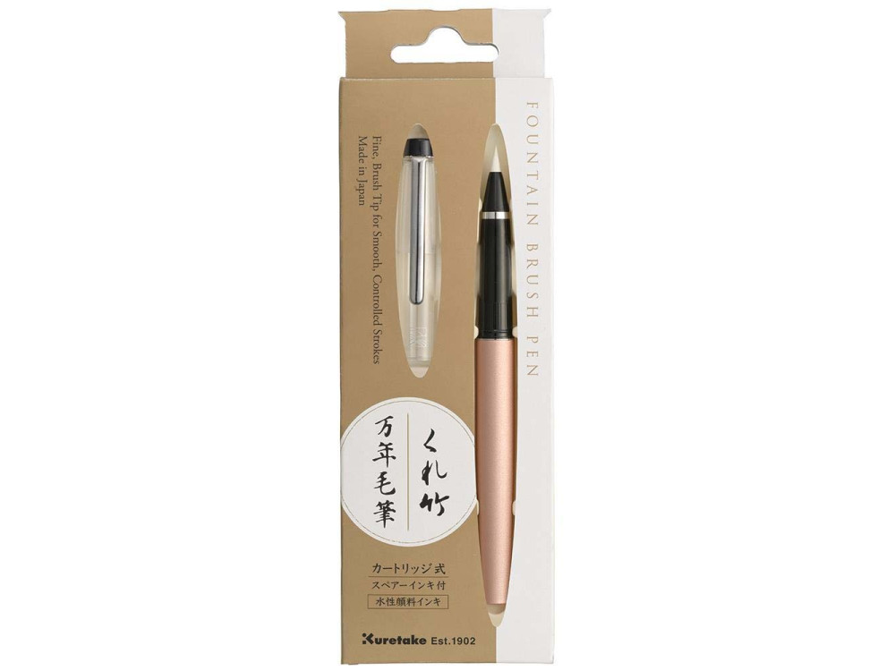 Pióro pędzelkowe do kaligrafii Mannen Mouhitsu - Kuretake - Pink Gold