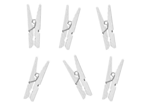 Mini wooden pegs - white, 3 cm, 20 pcs.