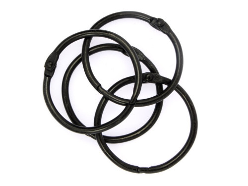 Kółka do albumów metalowe, zamykane - Simply Crafting - czarne, 32 mm, 4 szt.