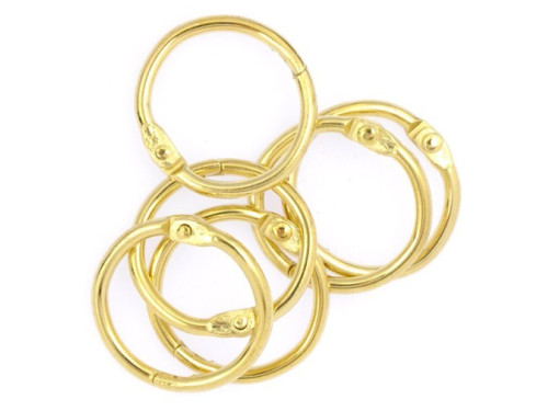 Kółka do albumów metalowe, zamykane - Simply Crafting - złote, 19 mm, 6 szt.