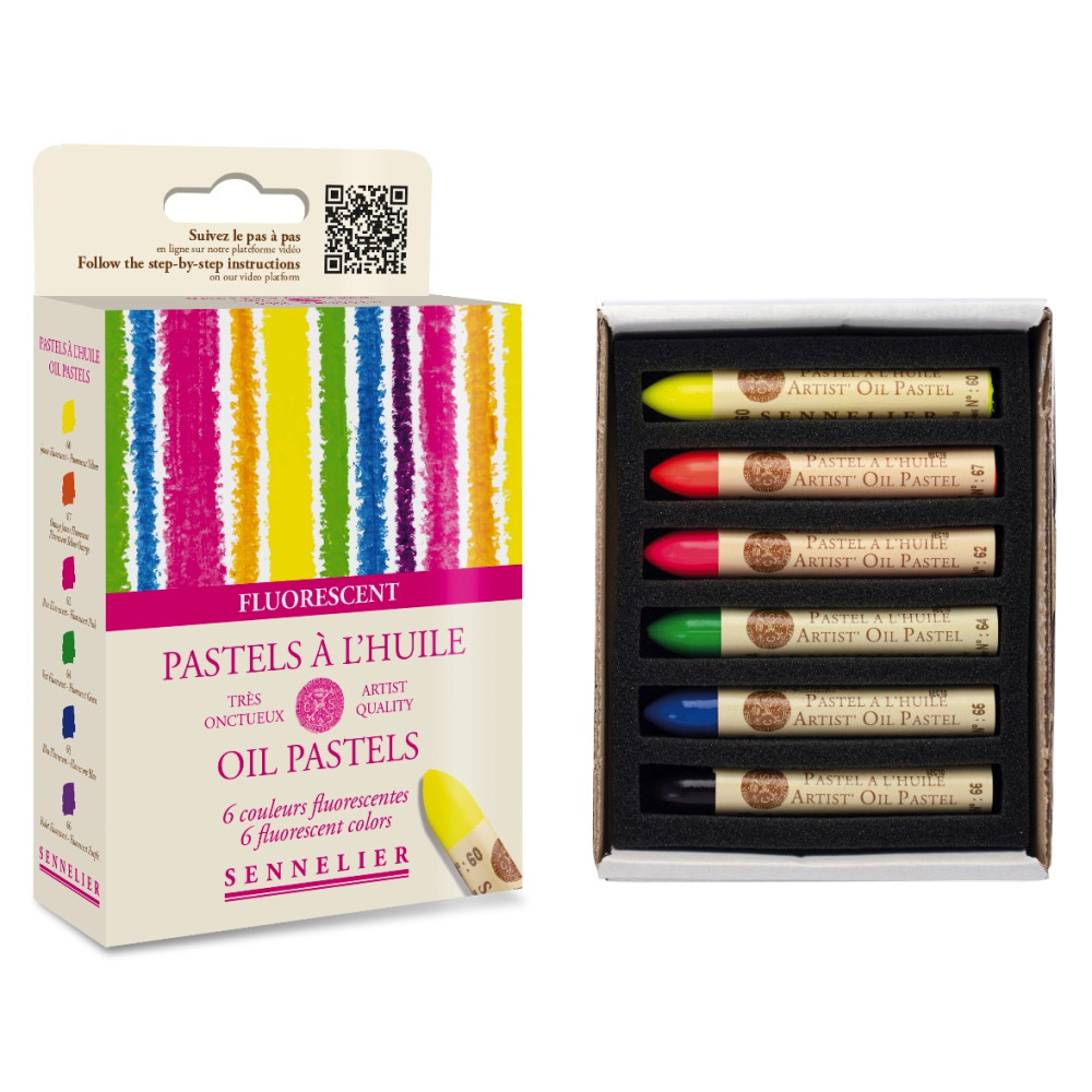 Set of Fluorescent Artist' Oil Pastels - Sennelier - 6 pcs.