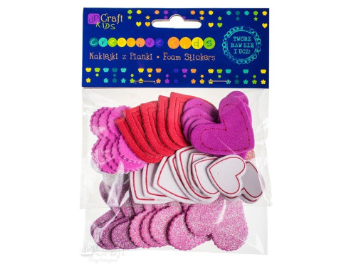 Naklejki z pianki - DpCraft - Serca, 50 szt.