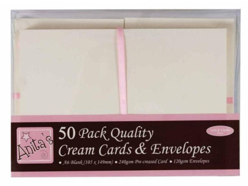 A6 Cards & Envelopes Set - Anita's - Cream, 50 pcs