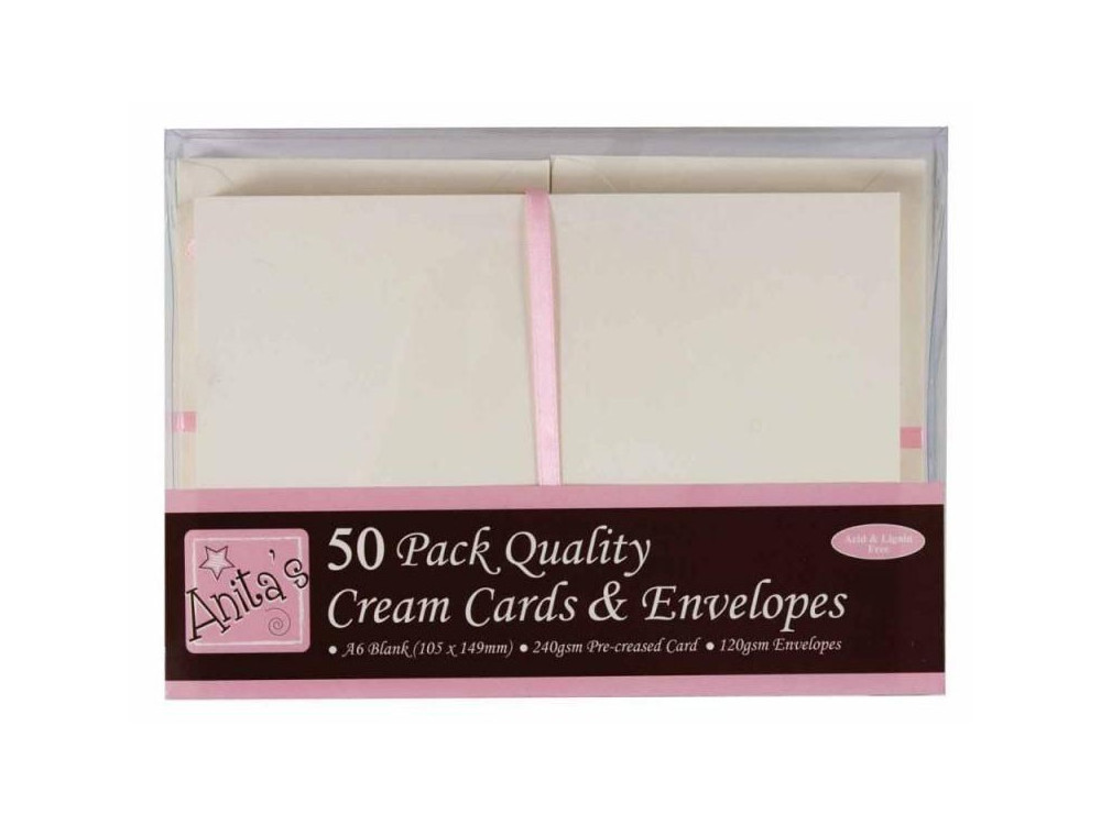 A6 Cards & Envelopes Set - Anita's - Cream, 50 pcs