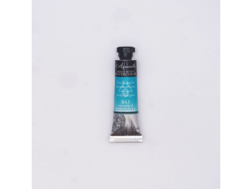 l’Aquarelle watercolor paint - Sennelier - 843, Turquoise Green, 10 ml