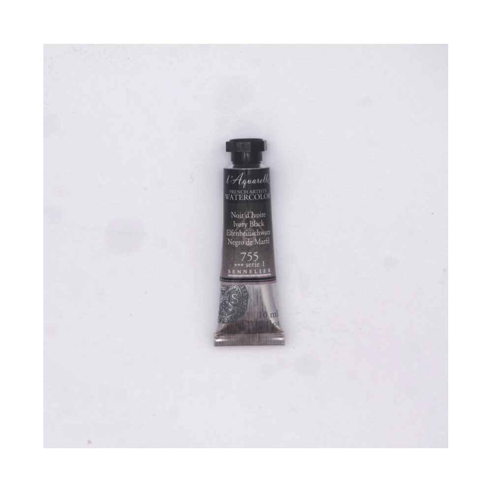 l’Aquarelle watercolor paint - Sennelier - 755, Ivory Black, 10 ml