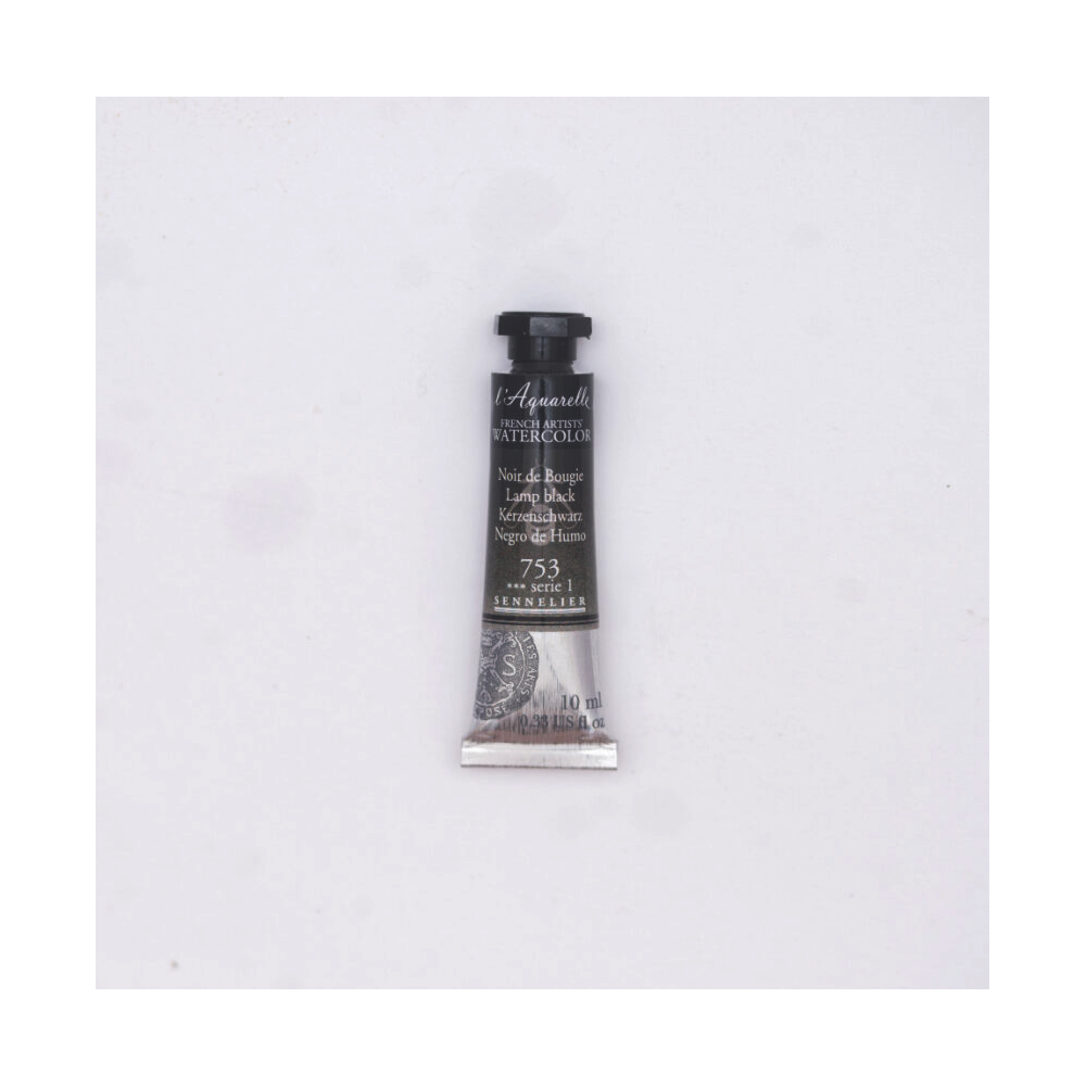Farba akwarelowa l’Aquarelle - Sennelier - 753, Lamp Black, 10 ml