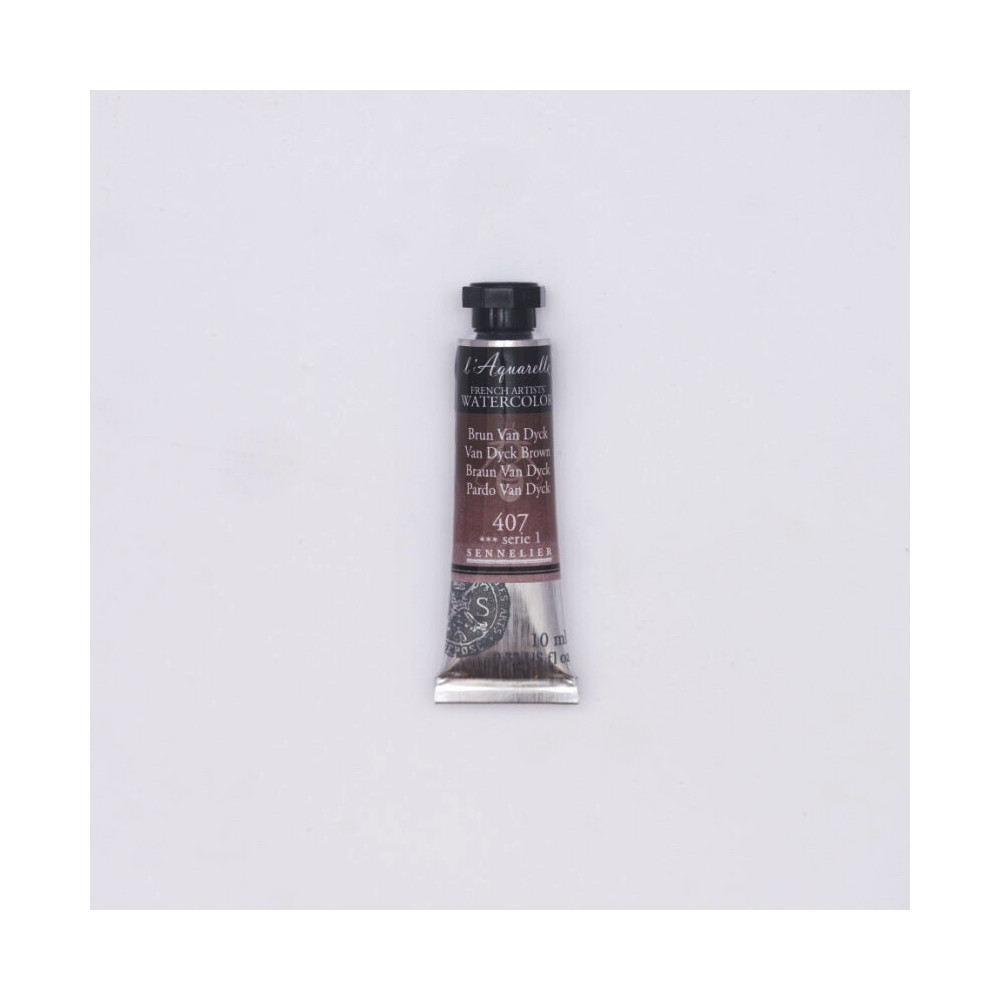l’Aquarelle watercolor paint - Sennelier - 407, Van Dyck Brown, 10 ml