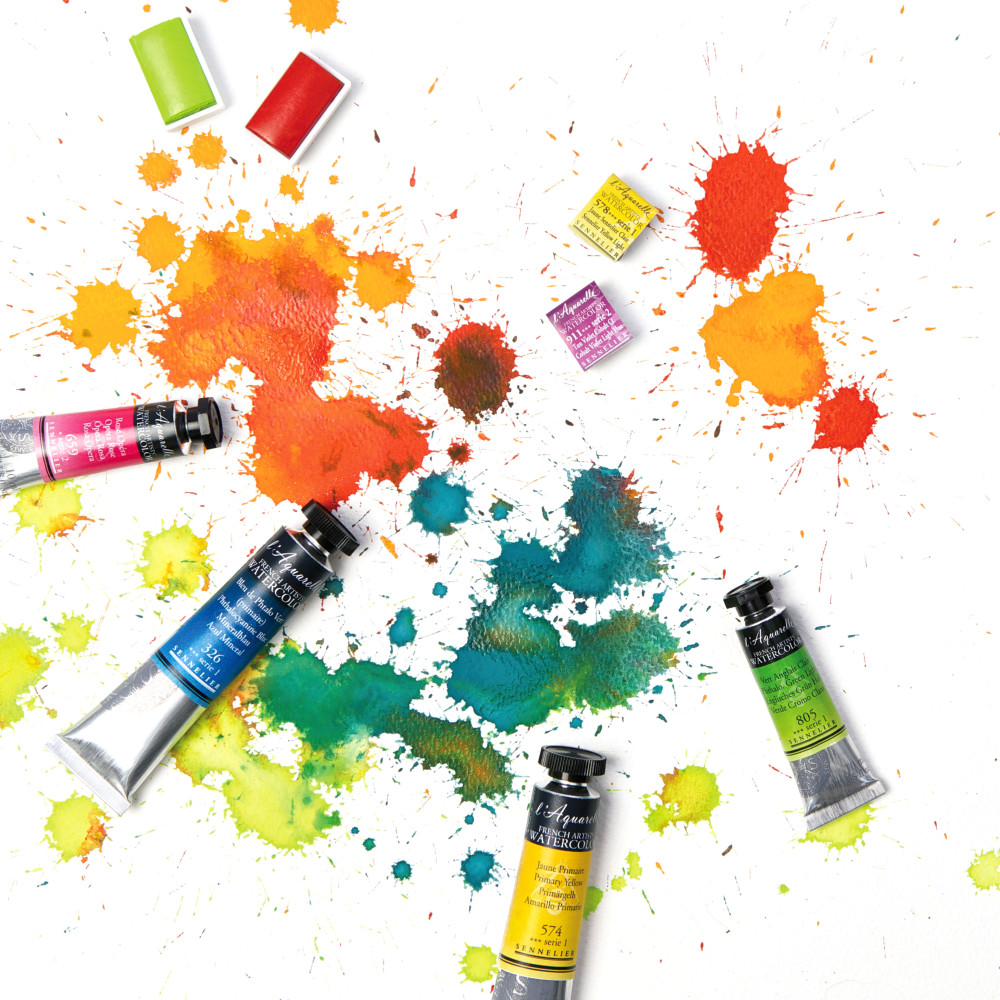 l’Aquarelle watercolor paint half pan - Sennelier - 817, Sennelier Green