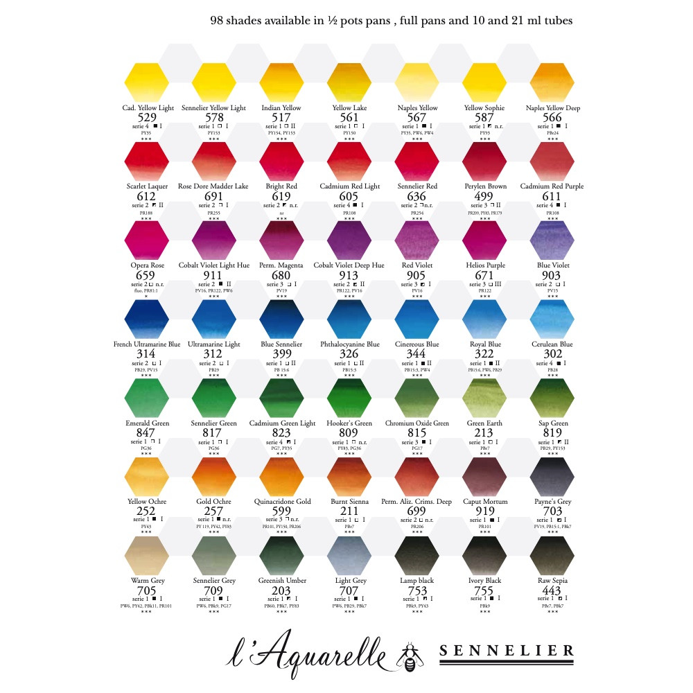 Farba akwarelowa w półkostce l’Aquarelle - Sennelier - 705, Warm Grey