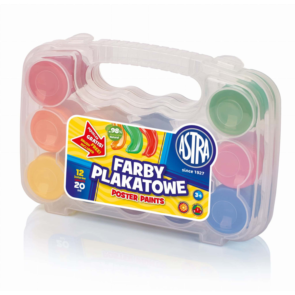 Farby plakatowe w walizce - Astra - 12 kolorów x 20 ml