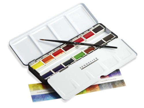 Set of l’Aquarelle watercolor full pans - Sennelier - 14 pcs.