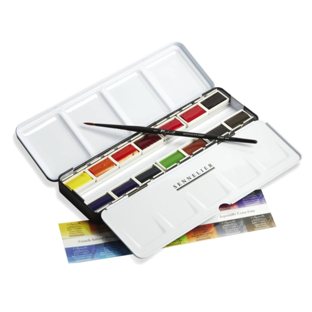 Set of l’Aquarelle watercolor full pans - Sennelier - 14 pcs.