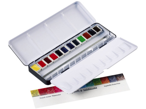 Set of l'Aquarelle watercolor half-pans - Sennelier - 12 pcs.