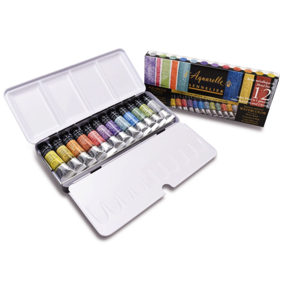Set of l’Aquarelle Iridescent watercolor paints - Sennelier - 12 x 10 ml