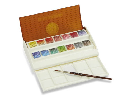 Zestaw akwareli w półkostkach l'Aquarelle Travel Box - Sennelier - 14 szt.