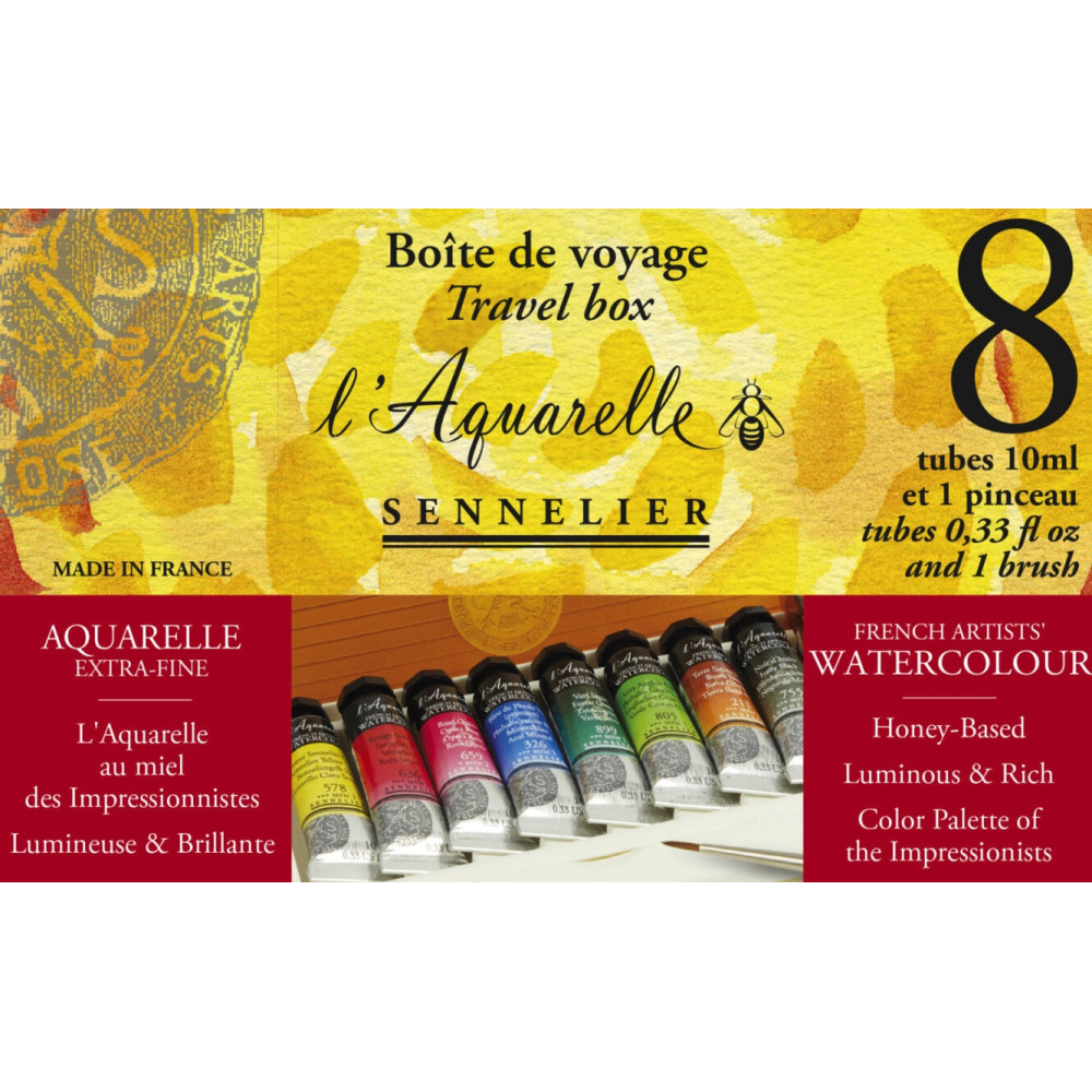Set of l’Aquarelle Travel Box watercolor paints - Sennelier - 8 x 10 ml