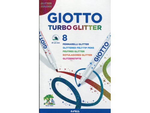 Flamastry brokatowe Turbo Glitter - Giotto - 8 szt.