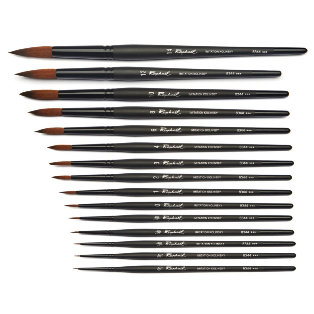 Fine round, synthetic bristles, Stradivarius brush, 8344 series - Raphael - no. 2/0