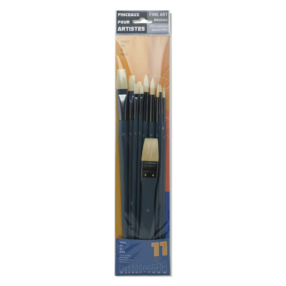 Fine art natural hog brush set - Raphael - 11 pcs.