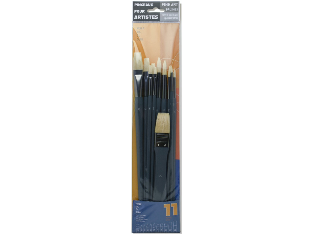 Fine art natural hog brush set - Raphael - 11 pcs.