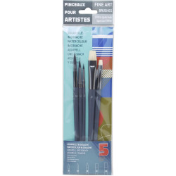 Watercolor & Gouache brush set - Raphael - 5 pcs.
