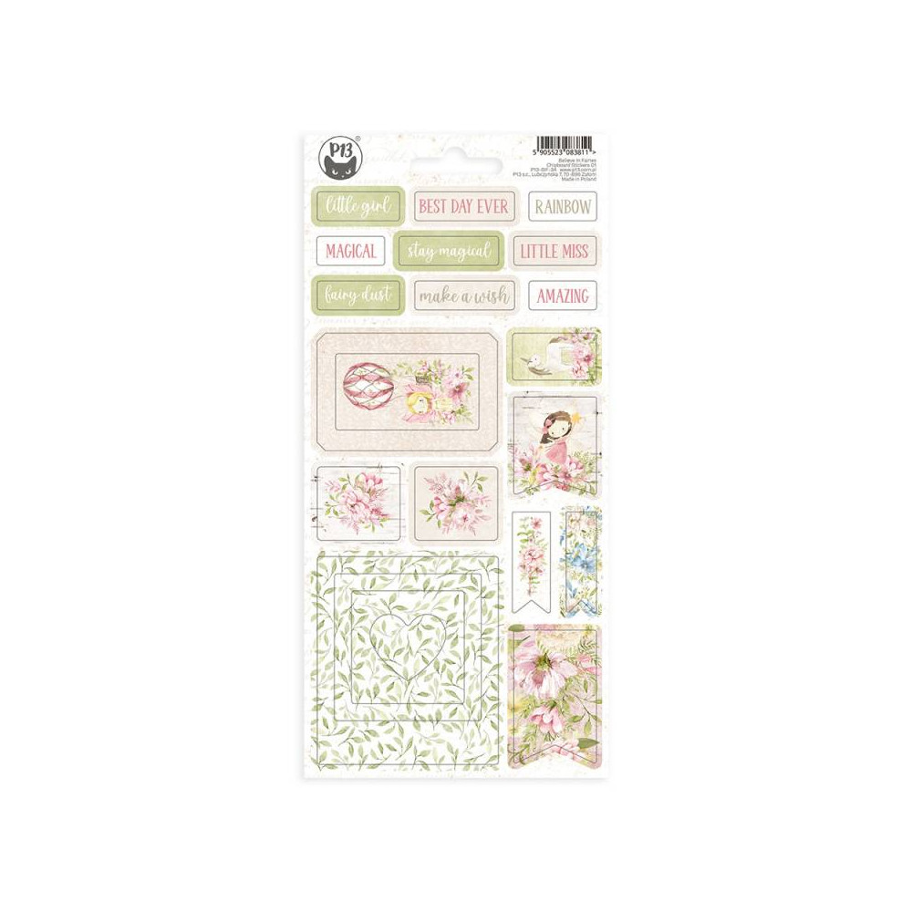 Set of cardboard stickers 10,5 x 22 cm - Piątek Trzynastego - Believe in Fairies 01