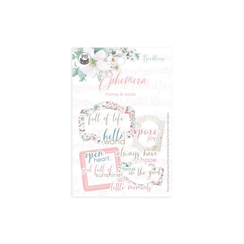 Ephemera Frames & Words - Piątek Trzynastego - Birdhouse, 12 pcs.