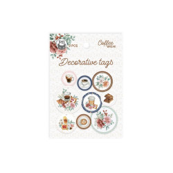 Decorative tags - Piątek Trzynastego - Coffee Break 01, 9 pcs.