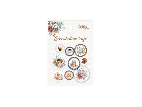 Decorative tags - Piątek Trzynastego - Coffee Break 01, 9 pcs.