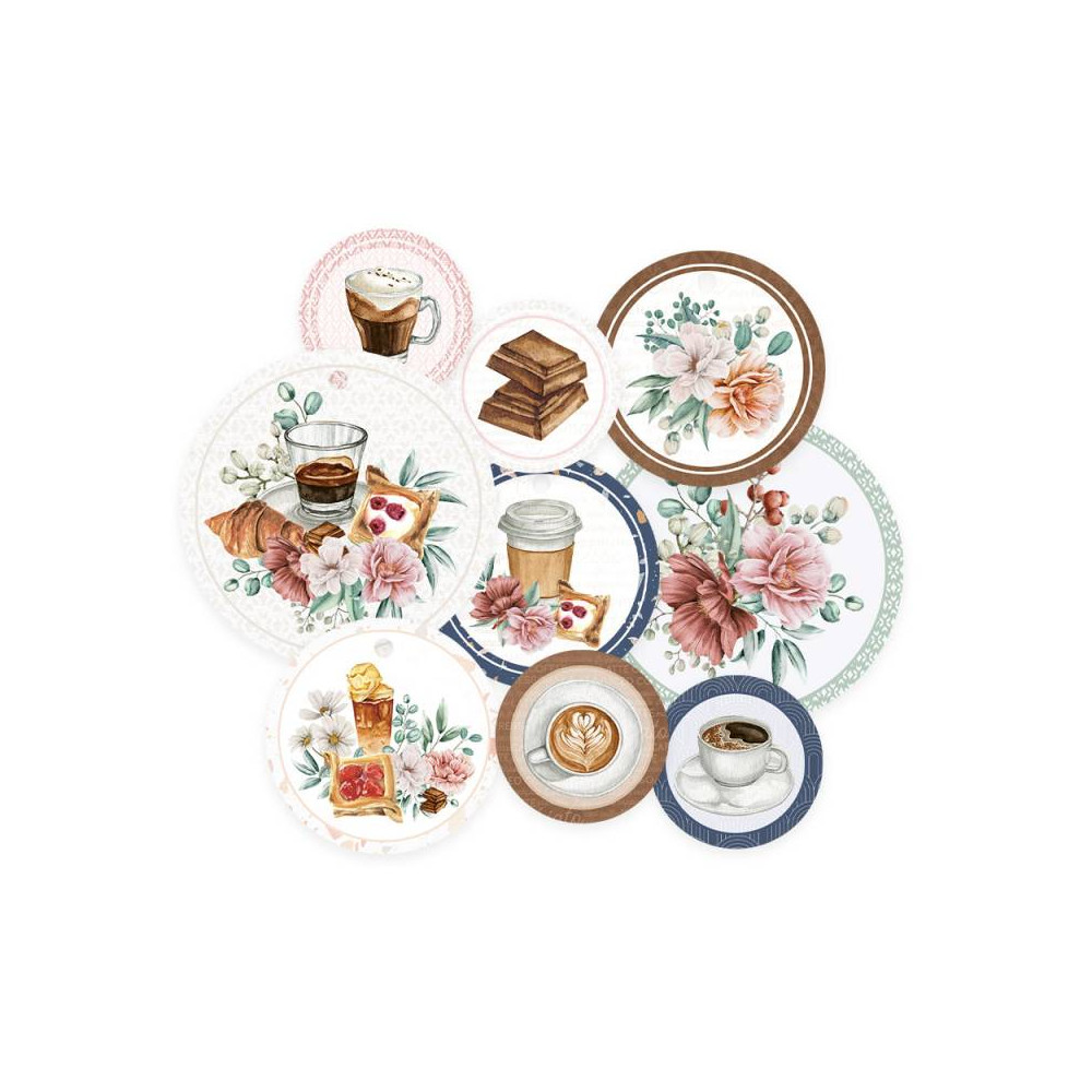 Decorative tags - Piątek Trzynastego - Coffee Break 01, 9 pcs.