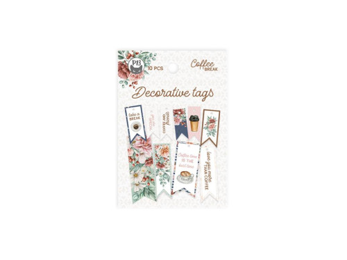 Decorative tags - Piątek Trzynastego - Coffee Break 02, 10 pcs.