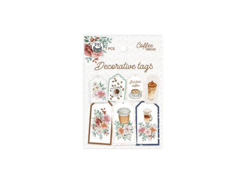 Decorative tags - Piątek Trzynastego - Coffee Break 03, 7 pcs.