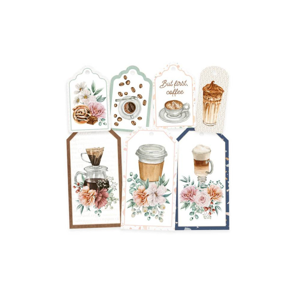 Decorative tags - Piątek Trzynastego - Coffee Break 03, 7 pcs.