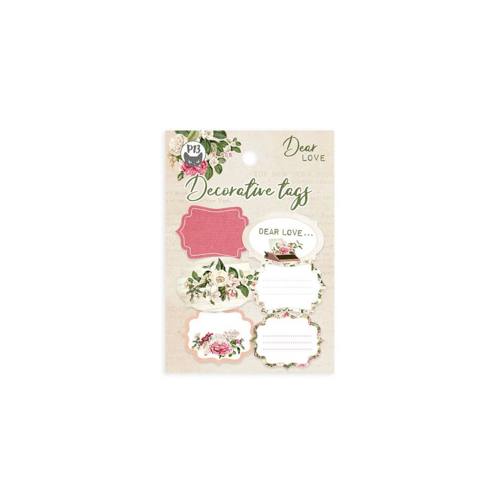 Decorative tags - Piątek Trzynastego - Dear Love 04, 6 pcs.