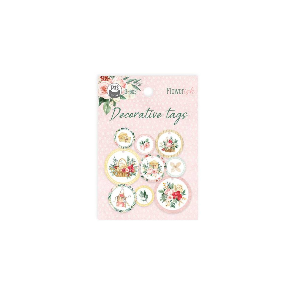 Tags set - Piątek Trzynastego - Flowerish 01, 9 pcs.
