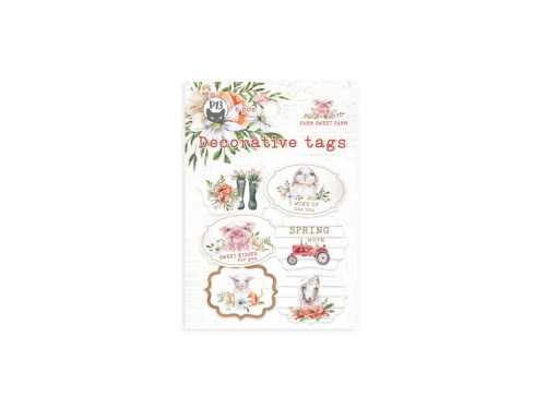 Decorative tags - Piątek Trzynastego - Farm Sweet Farm 04, 6 pcs.