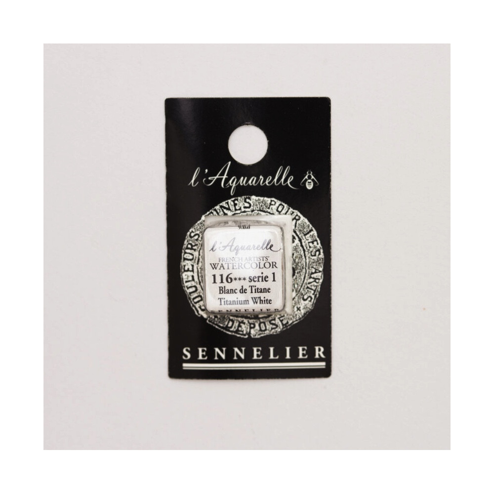 l’Aquarelle watercolor paint half pan - Sennelier - 116, Titanium White
