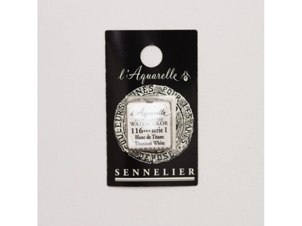 l’Aquarelle watercolor paint half pan - Sennelier - 116, Titanium White