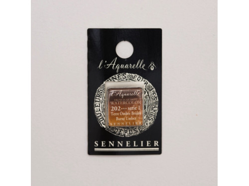 Farba akwarelowa w półkostce l’Aquarelle - Sennelier - 202, Burnt Umber
