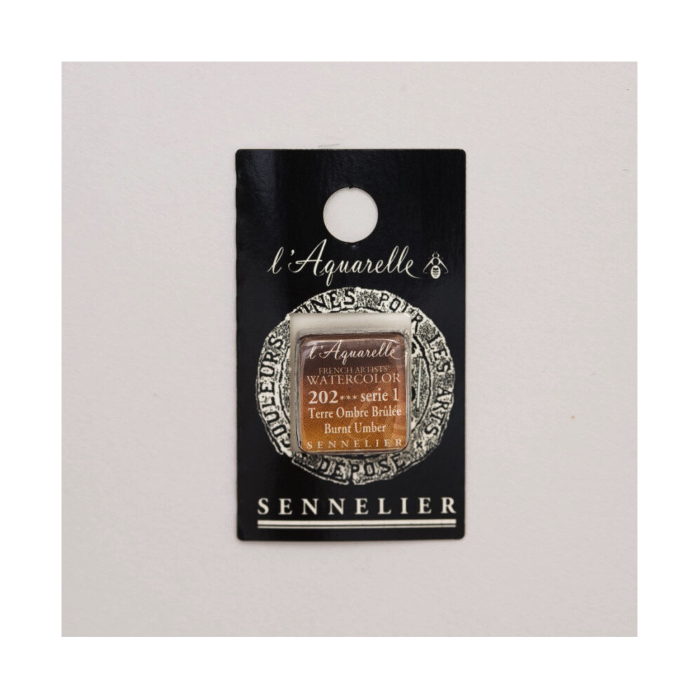 l’Aquarelle watercolor paint half pan - Sennelier - 202, Burnt Umber