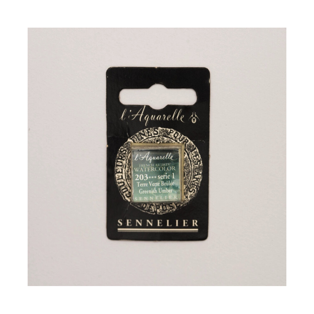 l’Aquarelle watercolor paint half pan - Sennelier - 203, Greenish Umber
